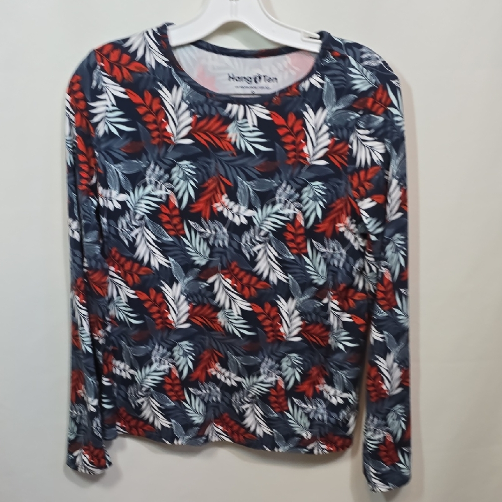 HANG TEN LS Tropical Print Sun Shirt Ladies Small